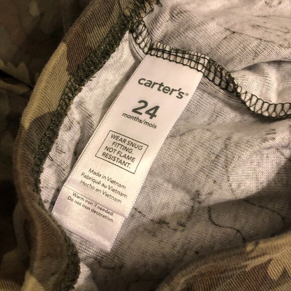 CARTER'S Pajama Set Baby Size 24 Months Green Brown Dinosaur Print - Picture 4 of 6